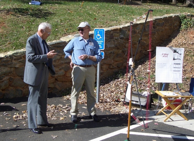 David Jansky (on the left), son of radio astronomy pioneer Karl Jansky, speaking with John Avellone at the NRAO Open House. Photo by David Miller, CAS
